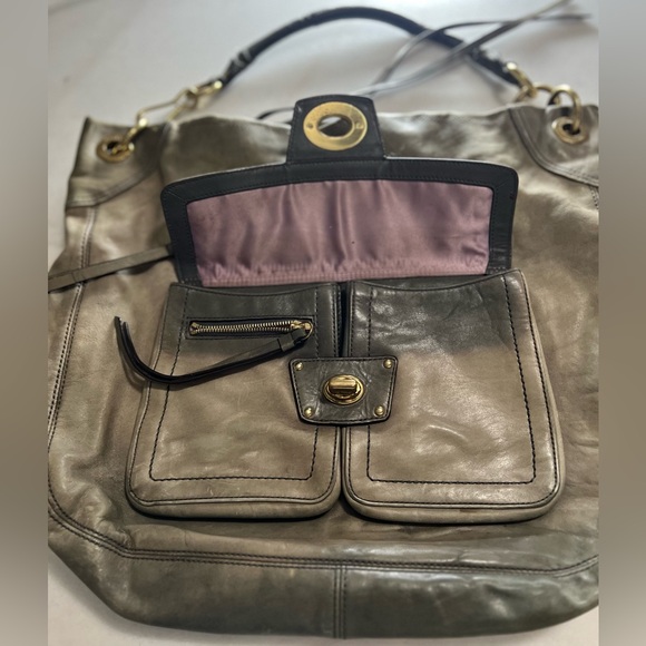 Vintage Y2K Coach Gray Leather Hampton Hobo/Satchel Bag Gold Hardware Turn lock - Picture 2 of 12